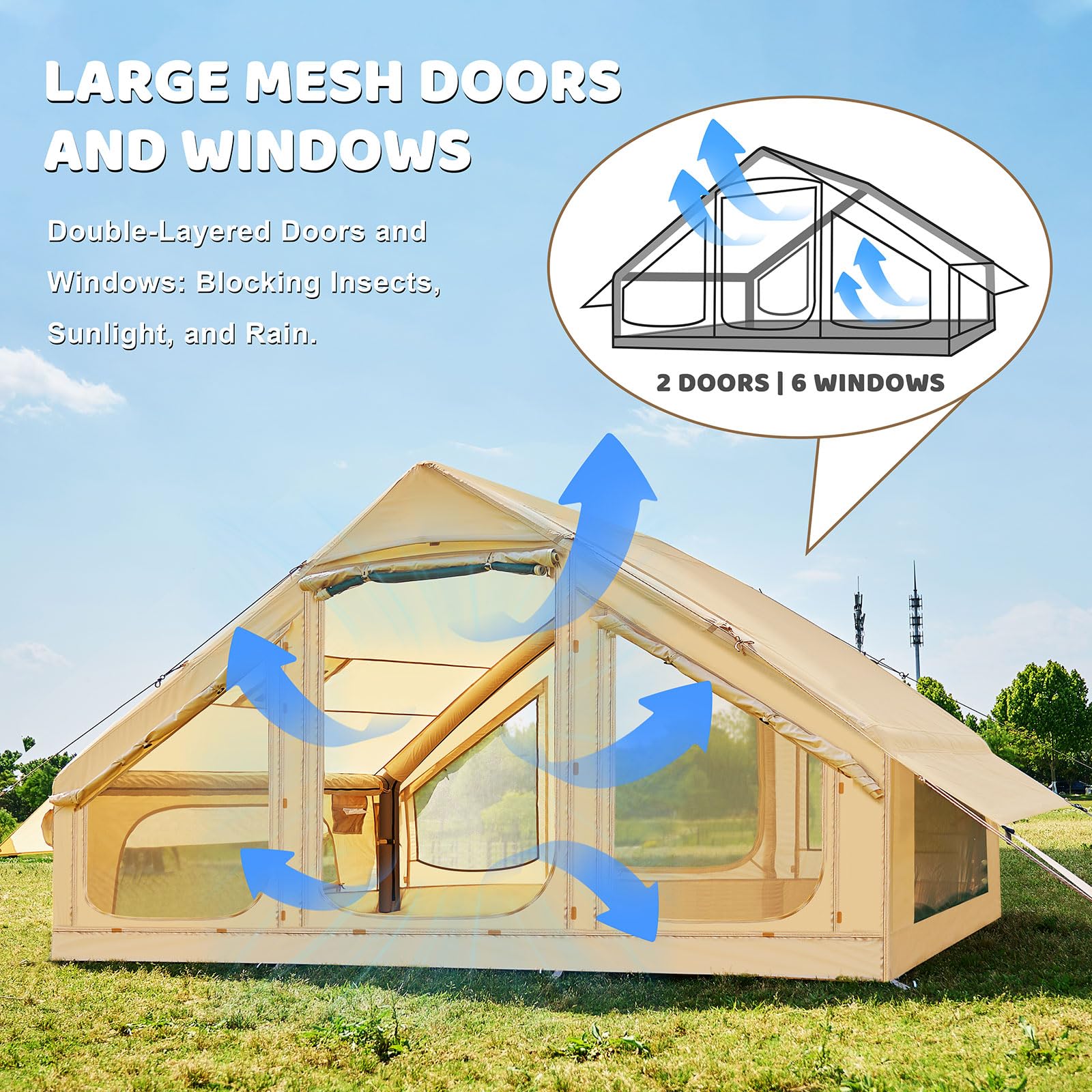 Ytaoeo Inflatable Tent Outdoor camping tent Inflatable camping tent made of waterproof Oxford fabric Air glamping tents for 4 seasons campings