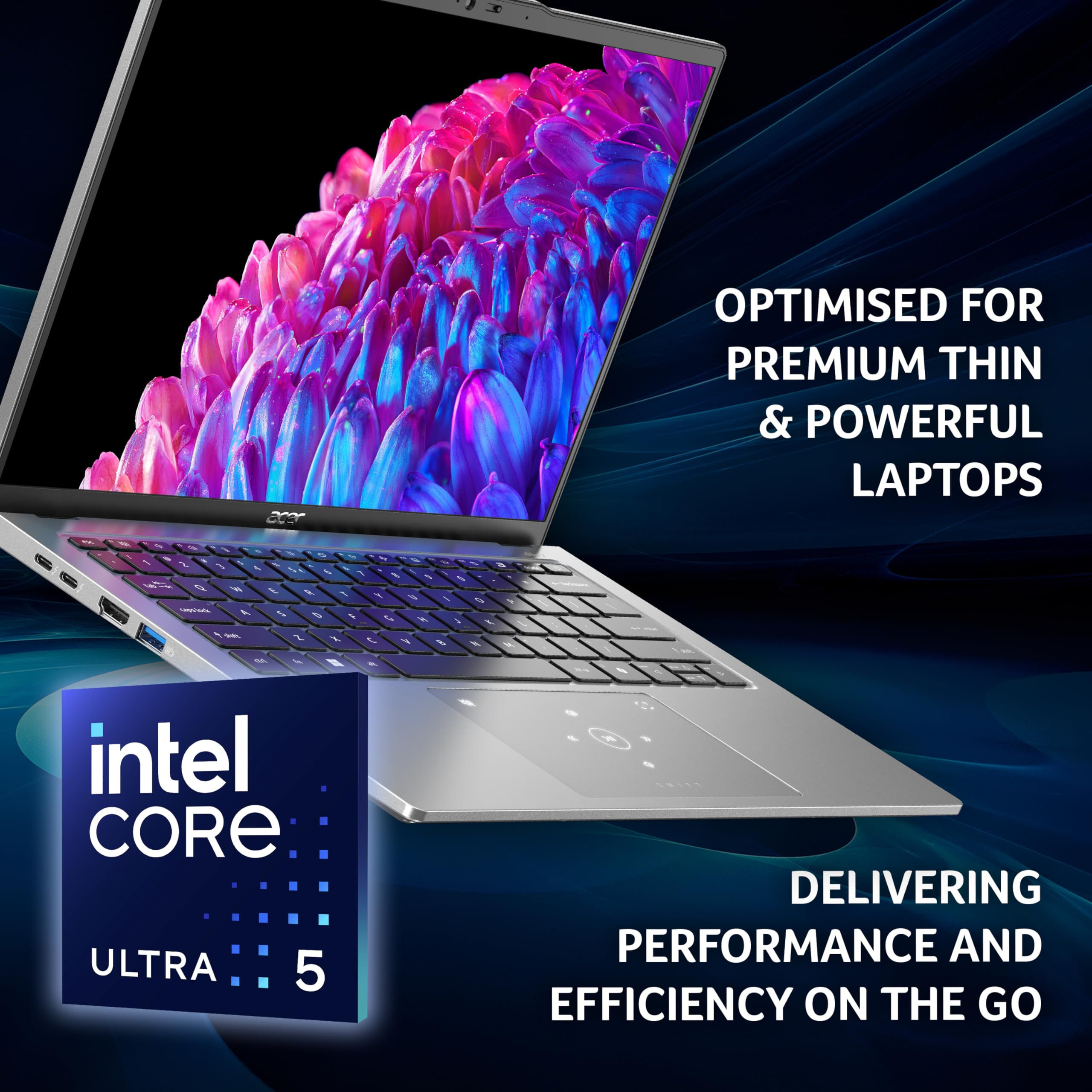 Acer Swift Go 14 SFG14-73 Laptop - Intel Core Ultra 5 125H, 16GB, 512GB SSD, Integrated Graphics, 14" 2.8K OLED, Windows 11, Silver