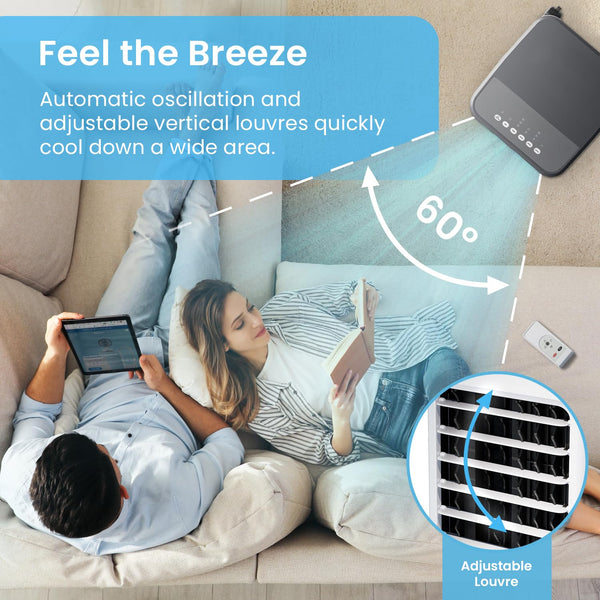 Pro Breeze 4-in-1 Air Cooler with 10 Litre Capacity, Remote Control, 3 Fan Speeds & LED Display. Powerful Evaporative Air Cooler with Built-in 7.5 Hour Timer & Automatic Oscillation for Home & Office