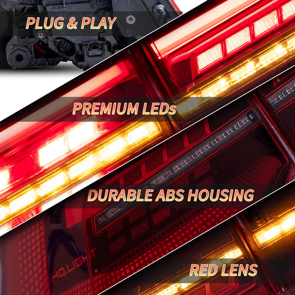 VLAND LED Rear Lights compatible with Golf MK8 Golf 8 2020-2023, w/Amber Sequential Indicator, Driver & Passenger Side - Smoked