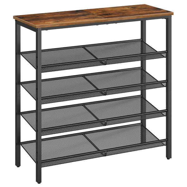 HOOBRO Shoe Rack, 5-Tier Shoe Organizer, Shoe Storage Rack for 16-20 Pairs, Adjustable Mesh Shelves, Shoe Storage Unit for Entryway, Metal Frame,