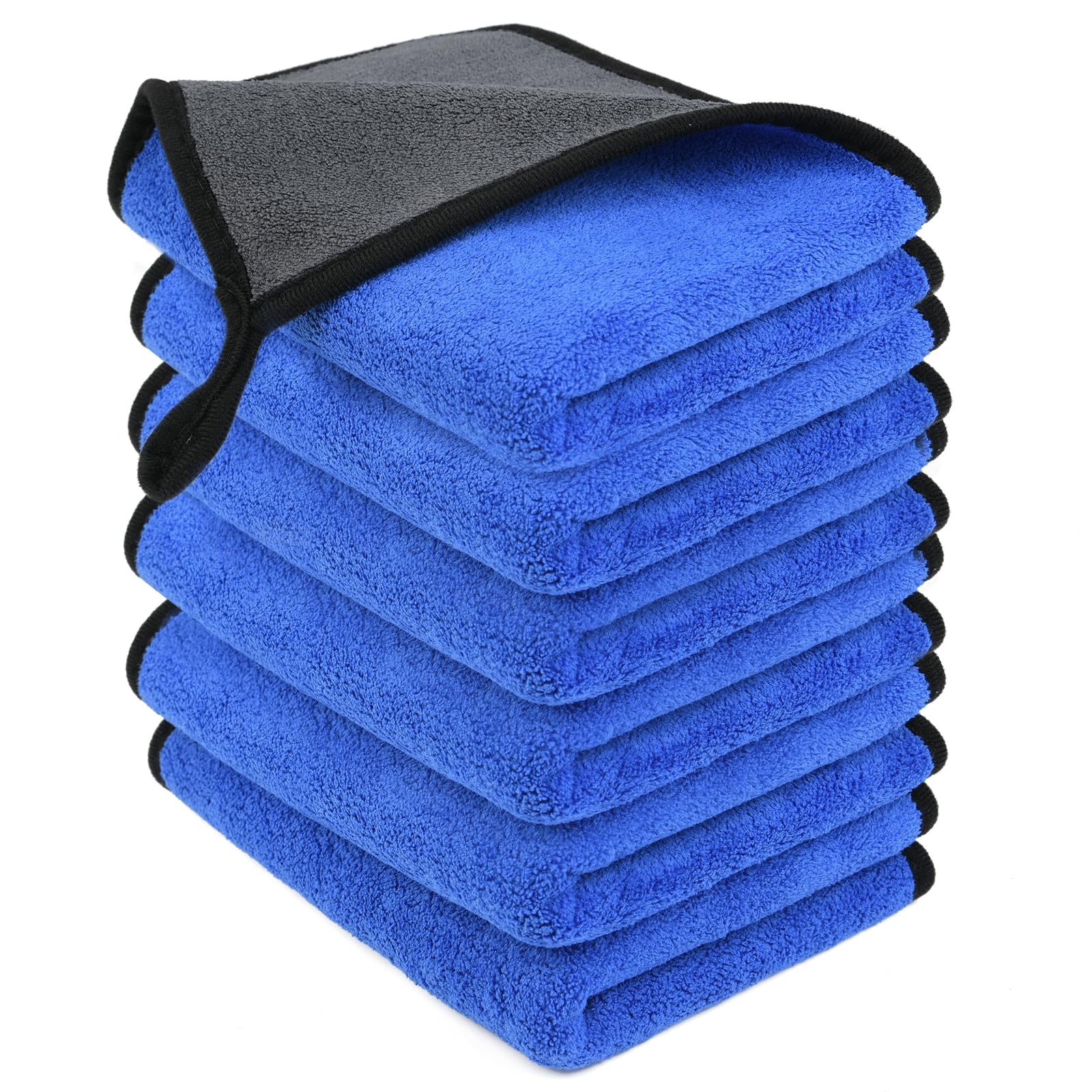 URAQT Microfibre Cleaning Cloths, 6 Pack, Two-layer Thickened Towels, Lint Free Super Absorbent Towel for Household and Car Washing, Drying, Detailing, 40x30cm