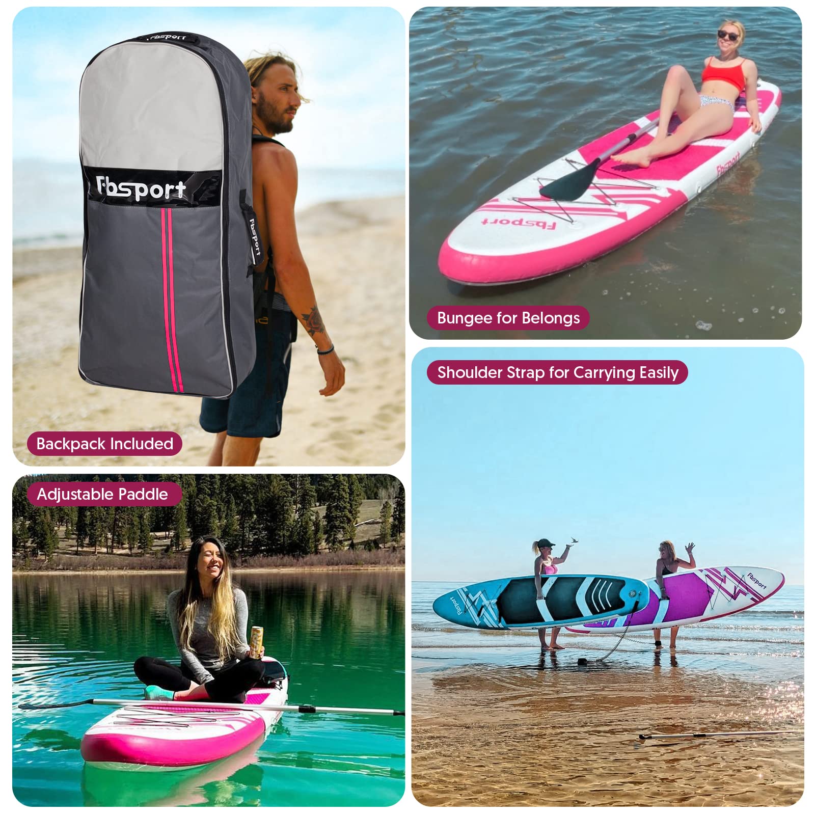 FBSPORT Inflatable Stand Up Paddle Boards,SUP Board,6" Thick Stand Up Paddle Boarding,Paddling Board for Youth & Adult,Surfboard,SUP with Adjustable Paddle/Backpack/Pump/Removable Fin