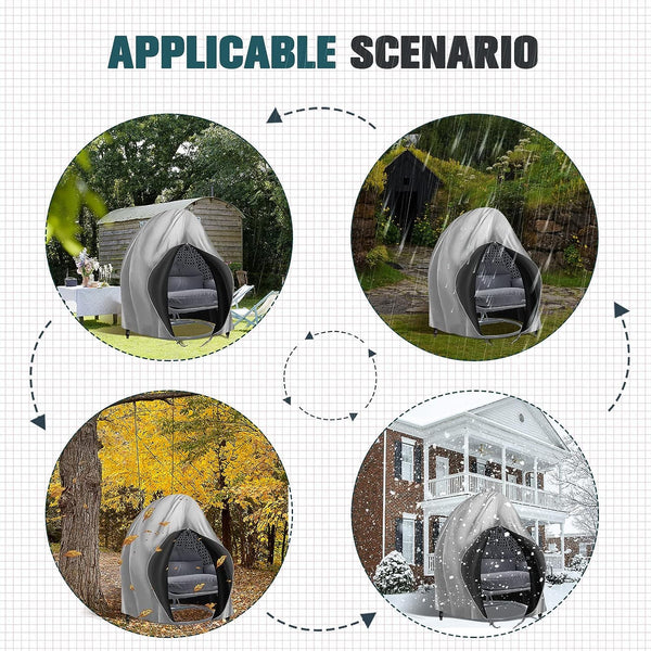 Double Egg Chair Cover Patio Hanging Egg Chair Cover Double 420D Waterproof Swinging Chair Cover Veranda Patio Cocoon Egg Chair Garden Furniture Cover