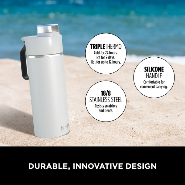 Ninja Thirsti Water Bottle and Flask 709 ML With Leak-Proof Lid, Designed For Carbonated, Hot & Cold Drinks, Ideal For Travel & Sports, Triple Insulated, Stainless Steel Bottle, Black, DW2401EUUKBK