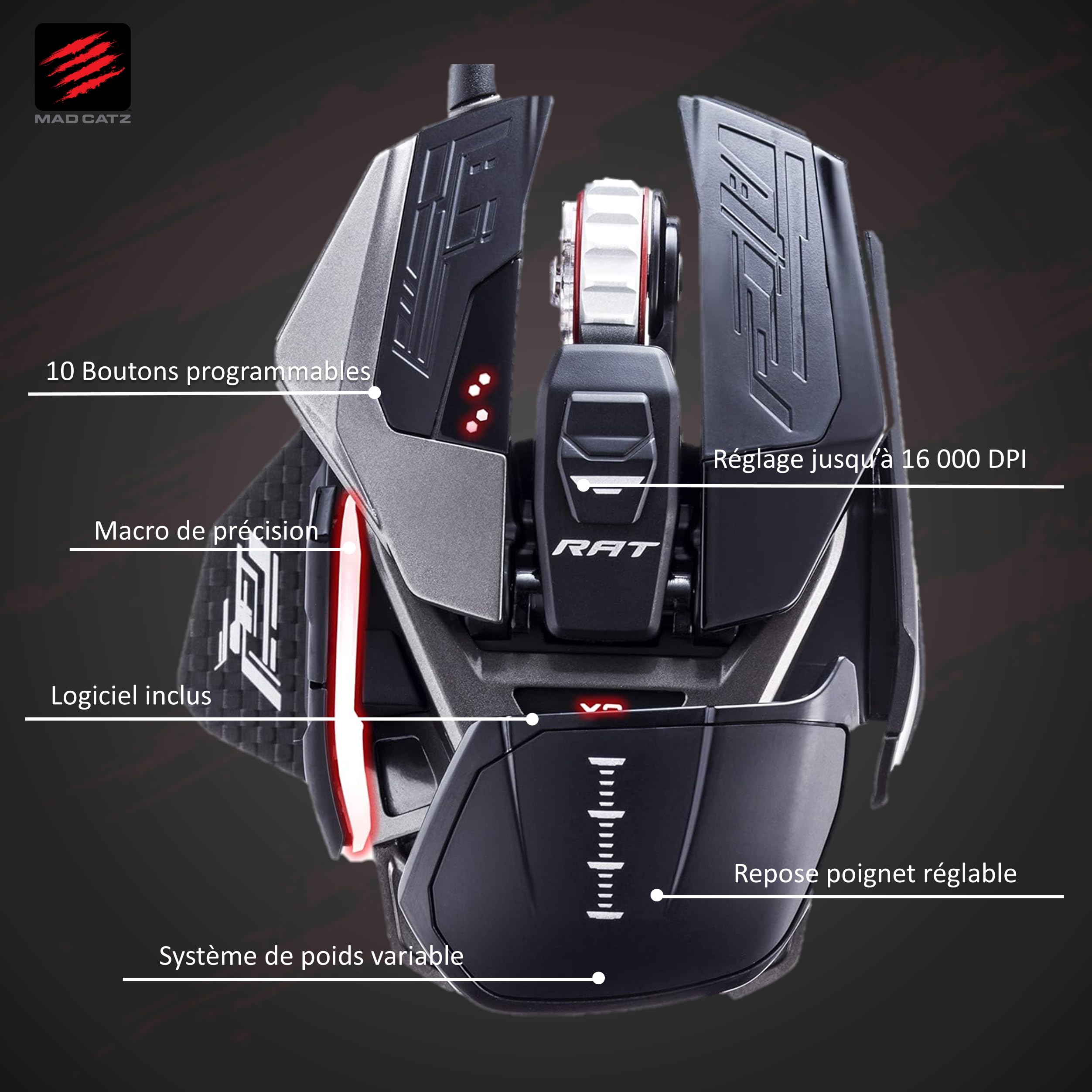 MAD CATZ R.A.T. 8+ Gaming Mouse (USB/Black/16000dpi/11 Buttons) - MR05DCINBL000-0