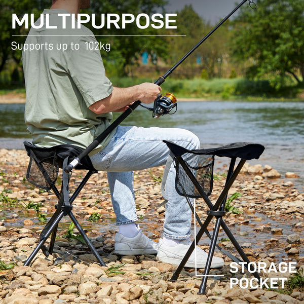 EVER ADVANCED Folding Stool Tripod Tall 53 cm Lightweight Camping Stool Compact Portable Fishing Tripod Camping Chair Collapsible for Outdoor Travel Walking Garden Backpack Hold Up 102 KG