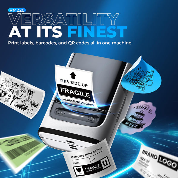 Nelko PM220 Bluetooth Thermal Label Printer, 2 Inch Portable Label Maker Machine for iOS & Android Phone, sticker printer for Clothing, Retail, Address, Barcode, Home, with 1 Roll 40x30mm（White）2 pack