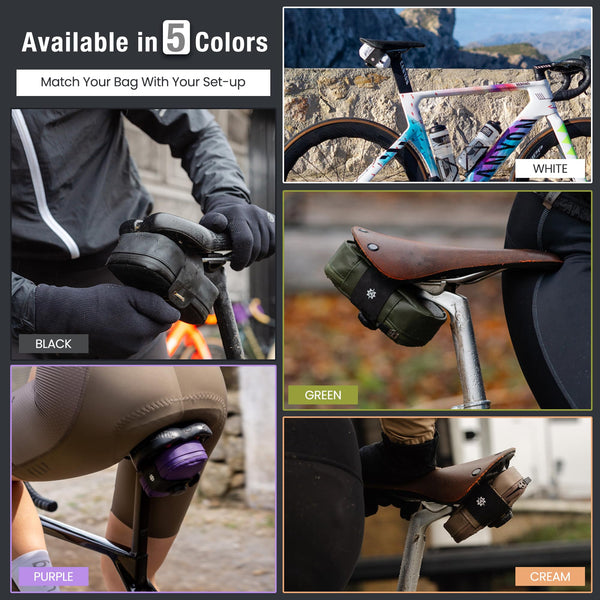 Lumiere & Co. Falcon Magnetic Bike Saddle Bag – 0.69L | 6" x 3.5" x 2" | Sleek Minimalist Brick Design, Fast Magnetic Buckle Attachment | Road Cycling–Specific Bike Seat Bag (Black, Large)