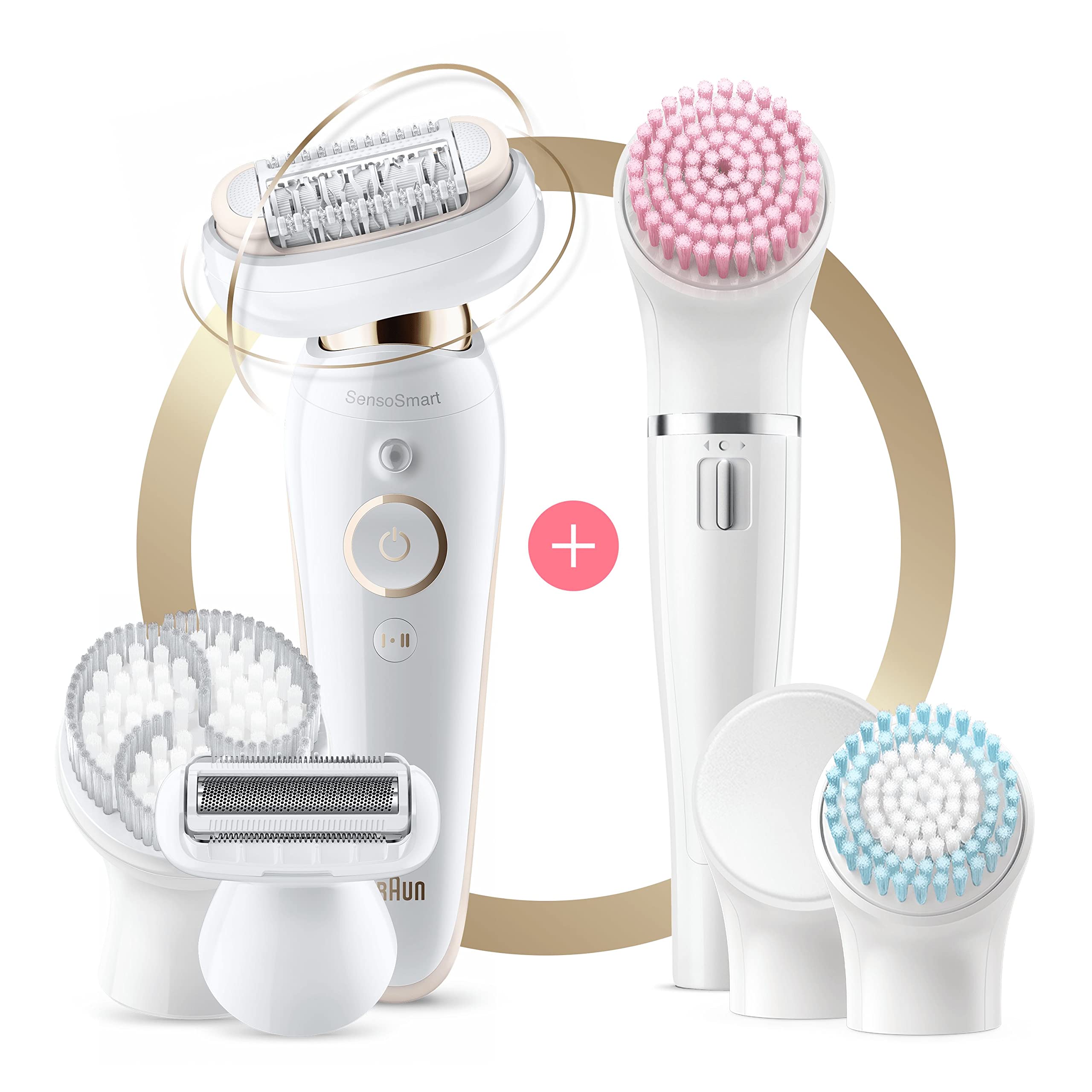 Braun Silk-épil 9 Flex SkinSpa, Epilator with 360° Flexible Head for Easy Hair Removal, Wet & Dry, Lasting Smooth Skin, All-in-One Kit, with Body Mini Shaver, SES9-481 3D, White/Gold