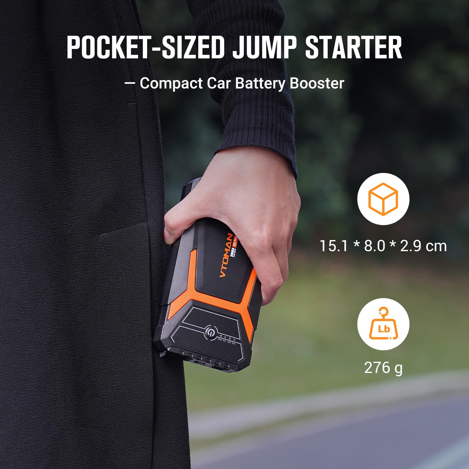 VTOMAN V3PRO Jump Starter Power Pack 2000A,Portable Car Battery Booster Jump Starter with Lithium Jump Pack,Battery Charger Starter with Jumper Cables for Motor(up to 6L Gas/4L Diesel Engines)