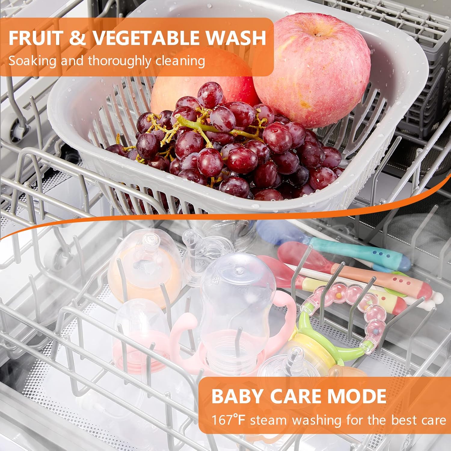 Karlxtom Table Top Dishwasher 6 Programs Mini Dishwasher with Touch Control, Auto-drying, Baby Care & Fruit Wash, Perfect for Small Families, Couples