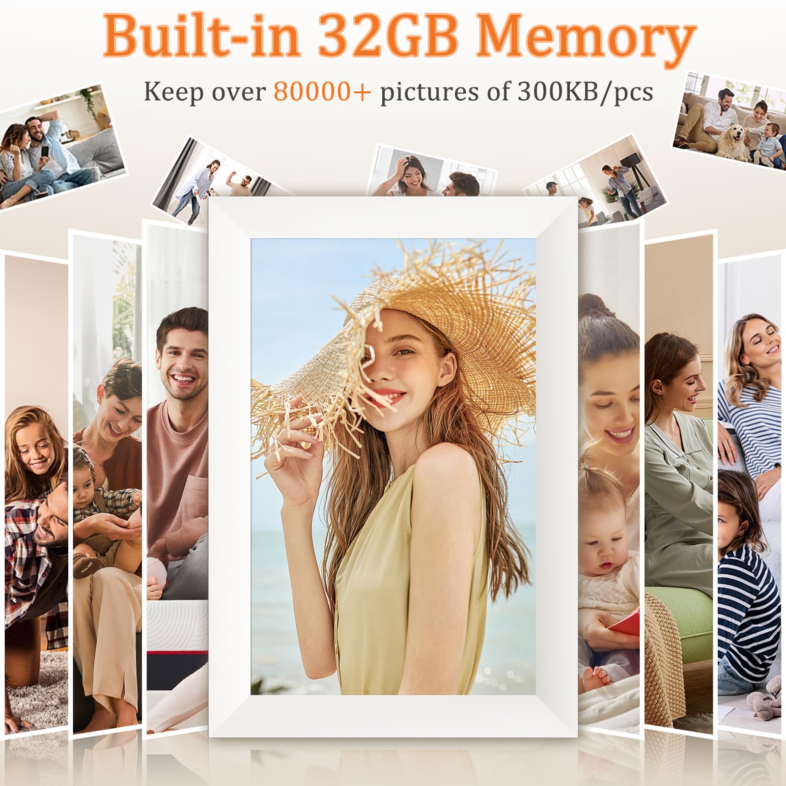 Hesmor 15.6 Inch Digital Photo Frame WiFi Frameo Picture Frame, 1920x1080 FHD IPS Touchscreen, 32GB Auto Rotate, Electronic Photo Frames Share Photos/Videos Anywhere