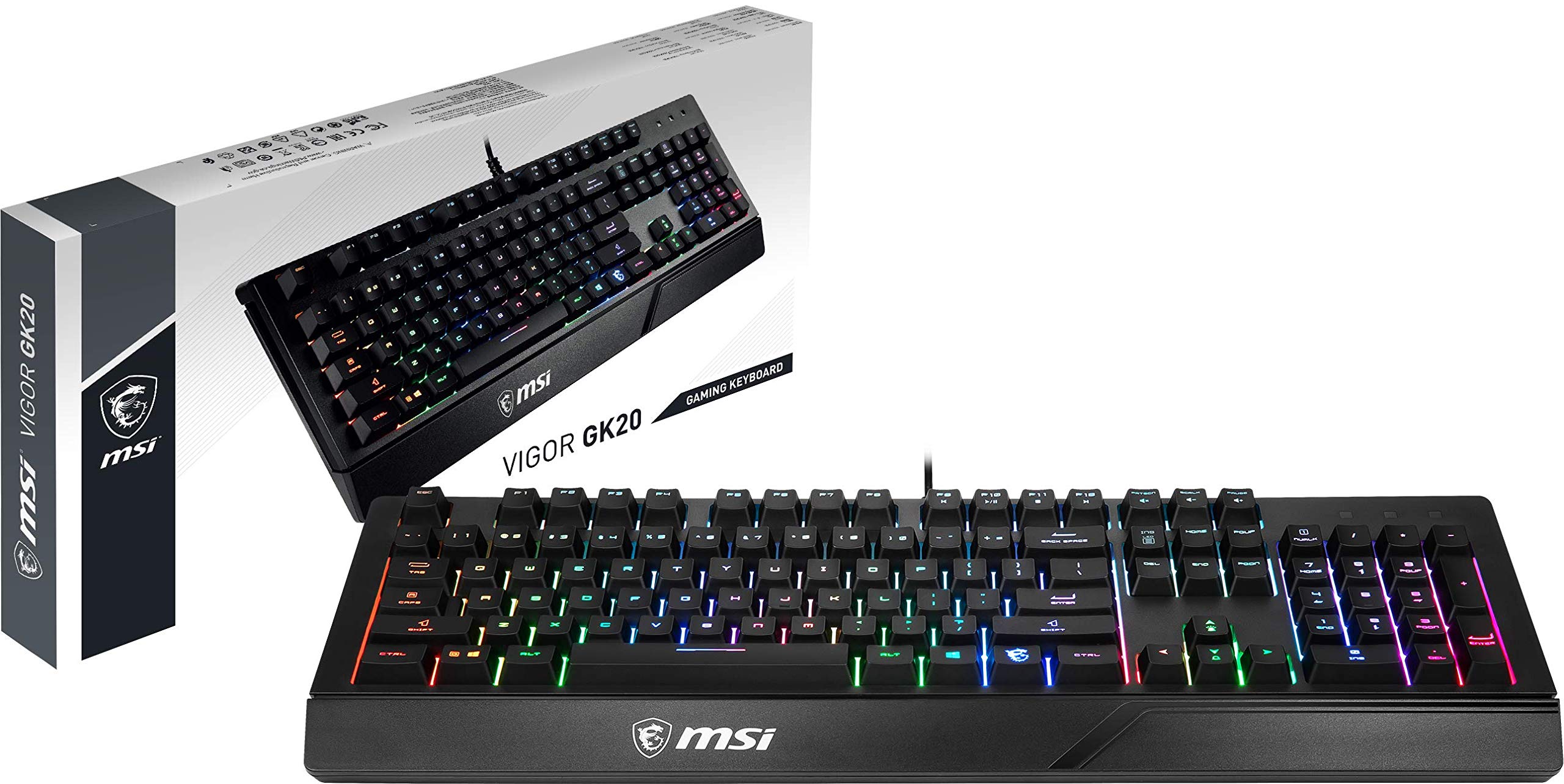 MSI Vigor GK71 Sonic Mechanical Gaming Keyboard (UK Layout) - MSI Sonic Red Switches (Linear), Ergonomic Keycaps, Anti-slip Base, Per-key RGB Mystic Light, USB 2.0 - Full-Sized