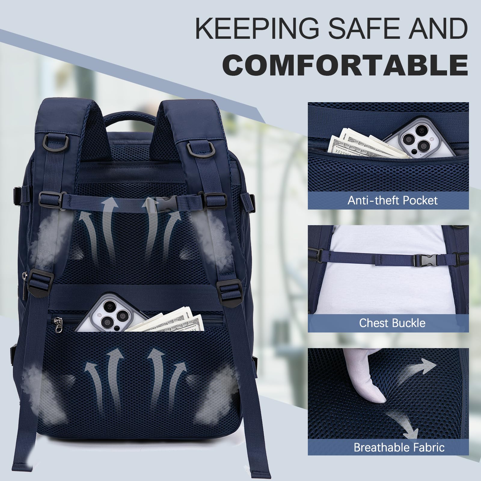 for Easyjet Cabin Bag 45x36x20, Travel Backpack with TSA Approved Clear Bag, Carry-ons Cabin Backpack for Travelling Underseat Cabin Bag Laptop Backpacks Luggage Set