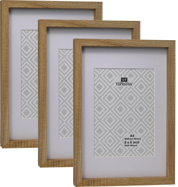 Black 50x70cm Boxed Picture Frames Set of 3 with Mounts for 40x60cm, 70x50cm poster frame with Acid Free mount for 40x60cm photo (Black 3Pack)