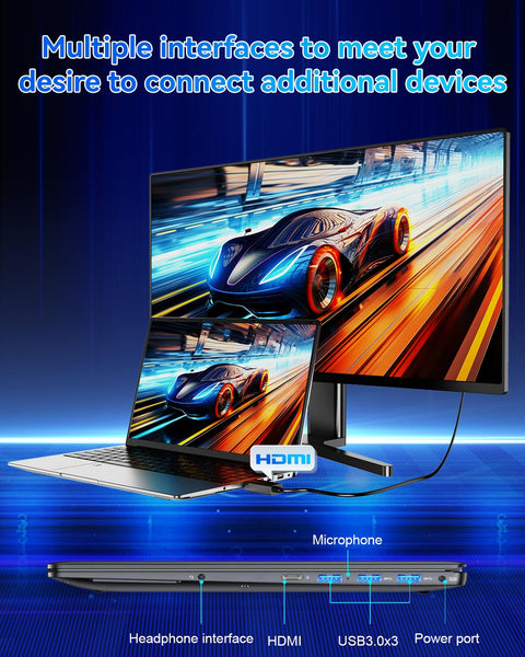 15.6" Laptop - 16GB RAM 512GB SSD PC Laptop, Quad-Core N95 Processor Up to 3.1GHz, Computers with USB3.0,Ethernet port,Touch ID, WiFi, BT4.2, for Students/Business