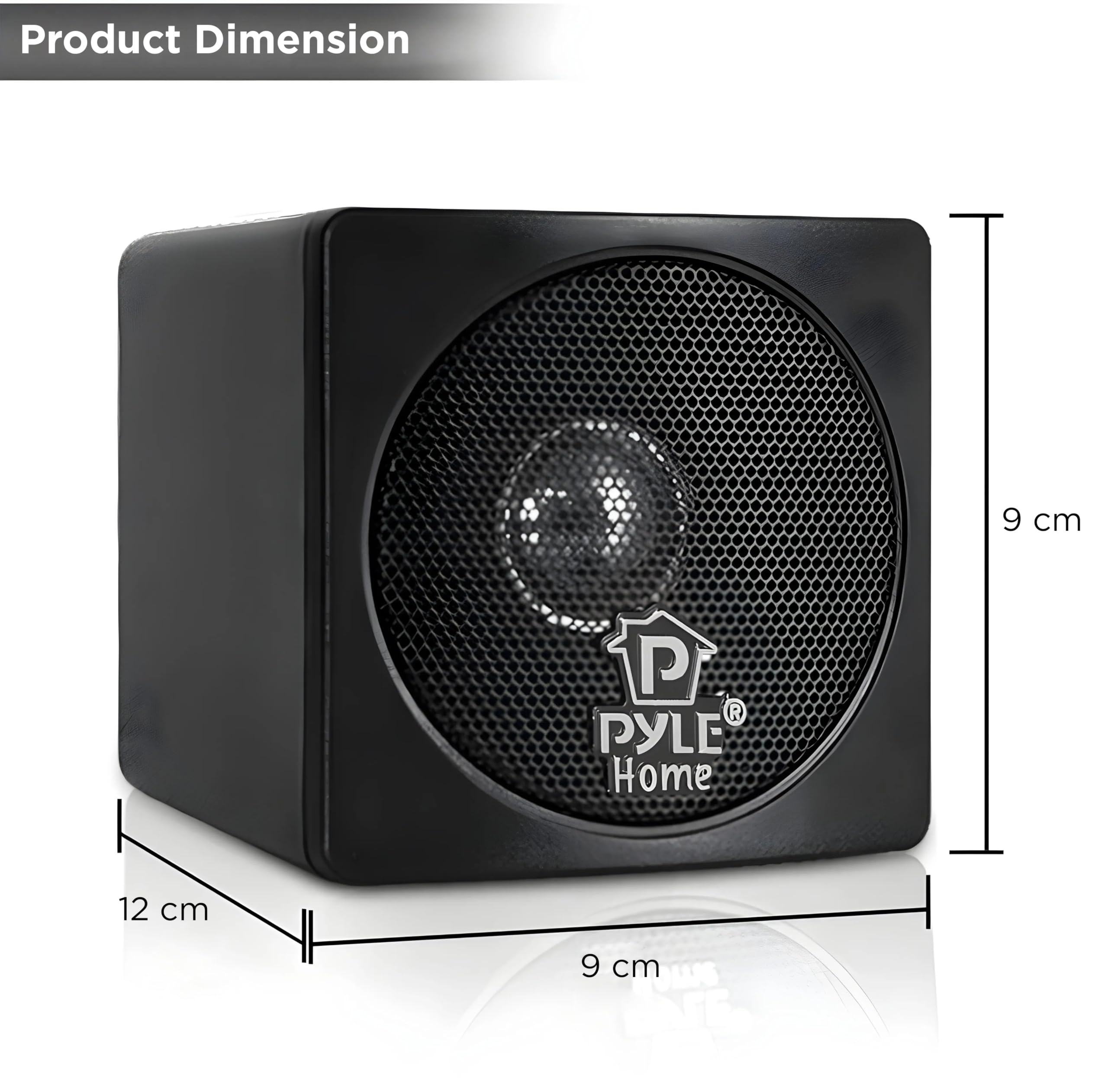 Pyle Home PCB4BK 200W 4 inch Mini Cube Bookshelf Speaker - Black