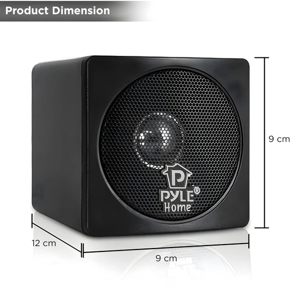 Pyle Home PCB4BK 200W 4 inch Mini Cube Bookshelf Speaker - Black