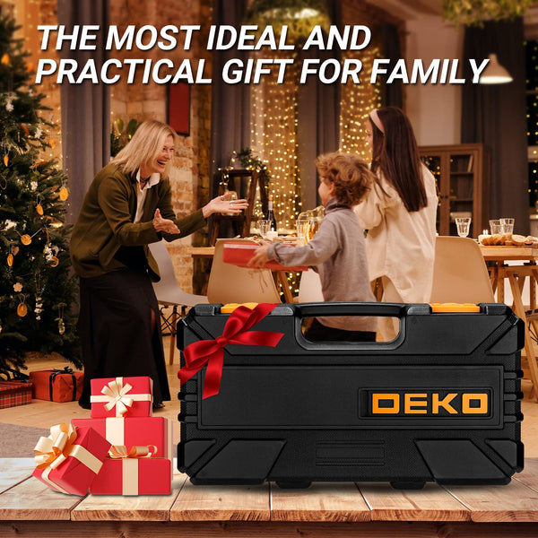 DEKO Tool Kit Set Box 62 Piece Home Repair DIY Tools Basic Hand Toolbox Sets for Home