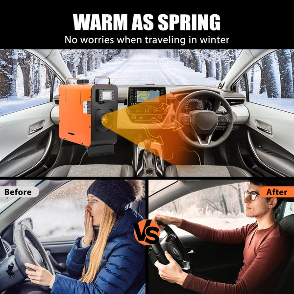 5KW Diesel Heater - 12V All in One with LCD Display and Remote Control, Intelligent Constant Temperature Heater for Truck, RV, Trailer, Camper, Van, Boat and Indoors (orange)