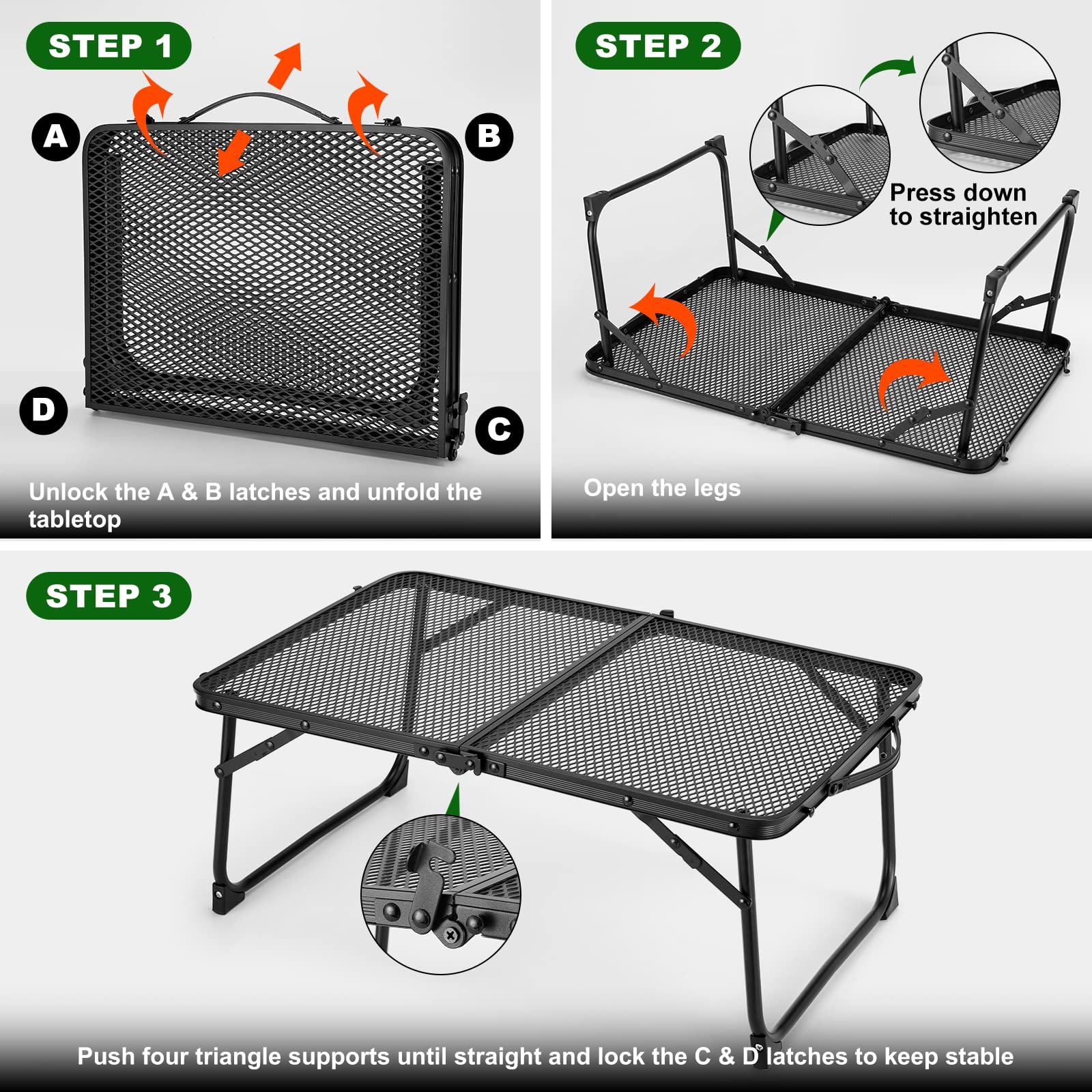 Odoland Portable Camping Table Ultralight Aluminum Folding Picnic Table Small Camp Table for Beach Hiking Backpacking Outdoor Indoor Picnic RV BBQ Black