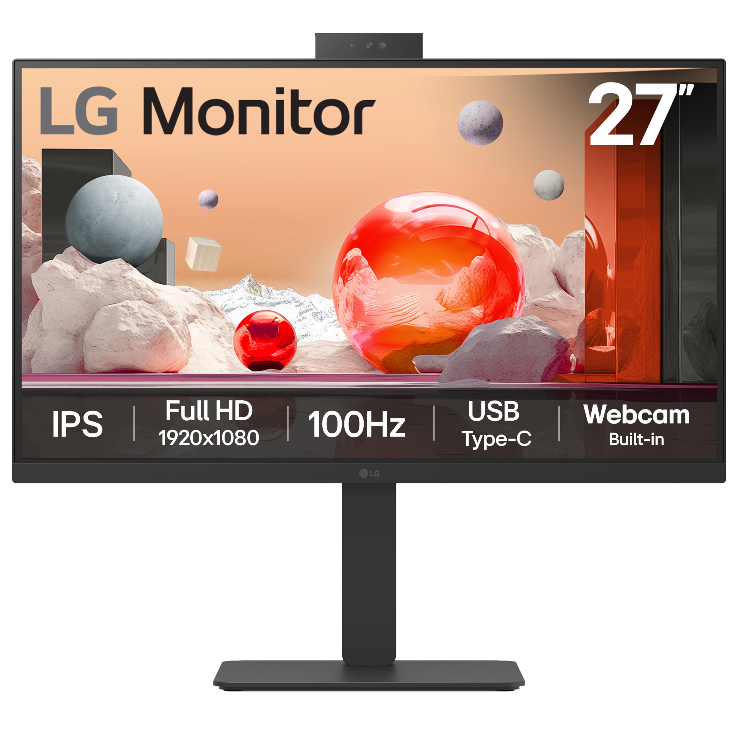 LG Electronics Monitor 27MR400-B, 27 Inch, Full HD 1080p, 100Hz, 5ms GtG, IPS Panel, AMD FreeSync, Smart Energy Saving, Anti-Glare, HDMI, Matte Black