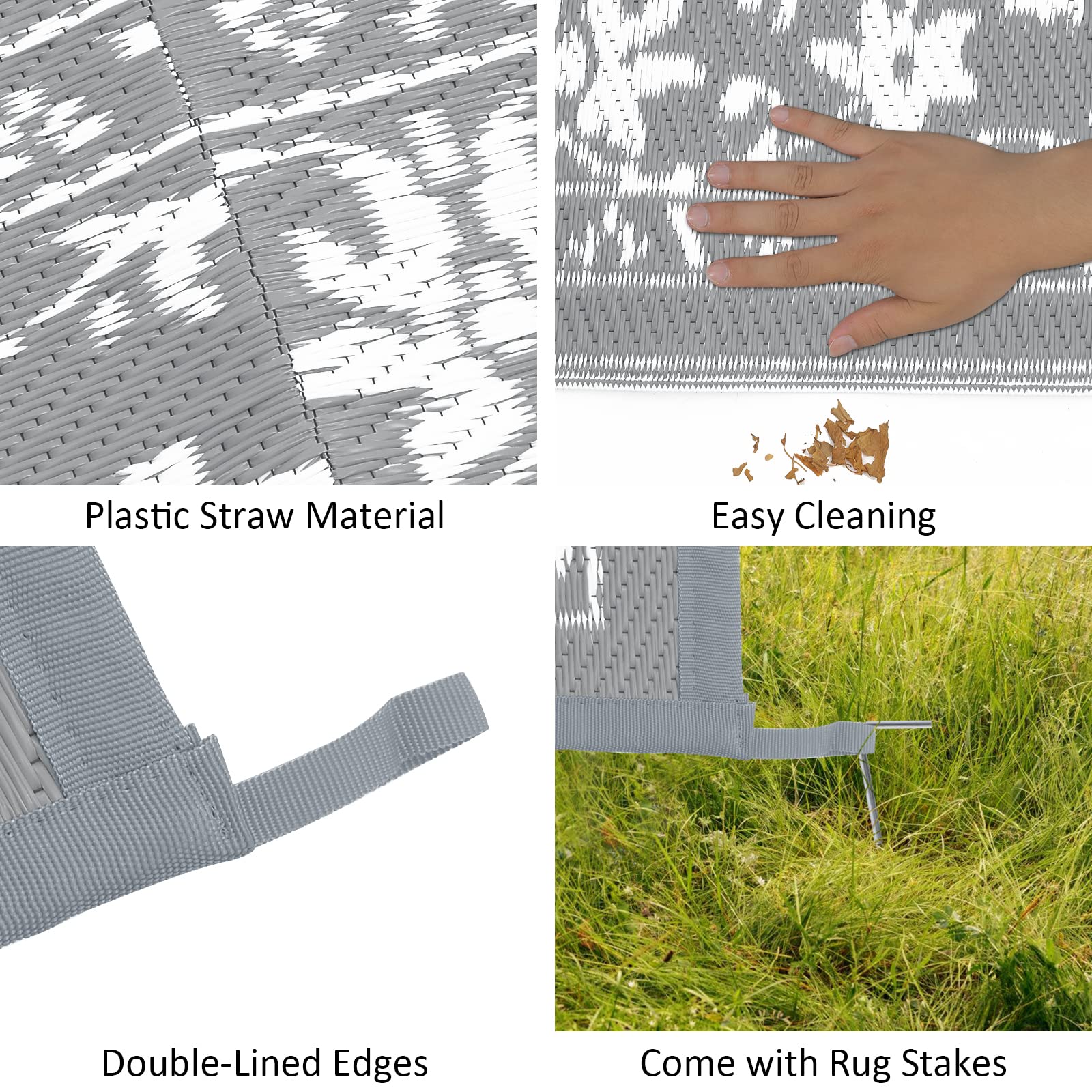 Enyhom Extra Large Outdoor Area Rugs 180 x 270 cm, Waterproof Durable Garden Rug Reversible Camping Rugs Outdoor Patio Rug for