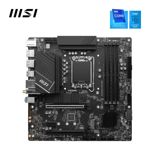 MSI B760 GAMING PLUS WIFI DDR4 Motherboard, ATX - Supports Intel 14th, 13th & 12th Gen Core Processors, LGA 1700 - DDR4 Memory Boost 5333+MHz/OC, 1x PCIe 4.0 x16, 2 x M.2 Gen4, 2.5G LAN, Wi-Fi 6E