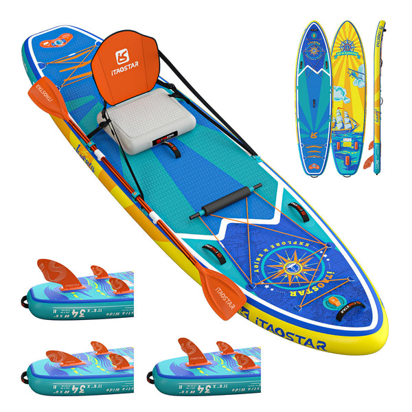 iTAOSTAR Journey 11'6" / 11'×34" / 11'×35" Extra Wide Paddle Board, One-Stop Premium SUP Board Accessories, Tailored Fins, Stable Inflatable Stand Up Paddle Boards for Youth/Adults of All Skill Levels