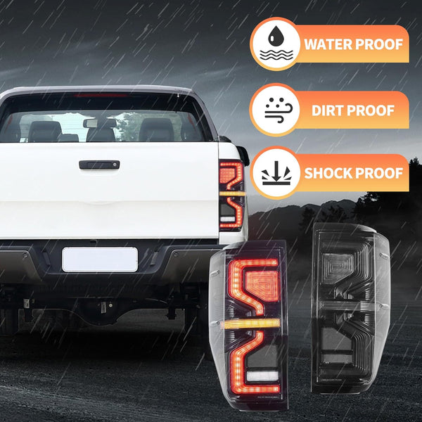 VLAND LED Tail Lights for Ranger T6 T7 T8 XL XLT Wildtrak 2012-2018 Rear Lights Lamp Assembly with Sequential Indicator (12-18 Somked)