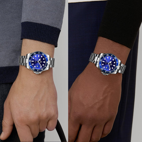 LN LENQIN Mens Watches Stainless Steel Watches Men Waterproof Analog Quartz Watch Men's Wrist Watches with Date Fashion Casual Man Watch