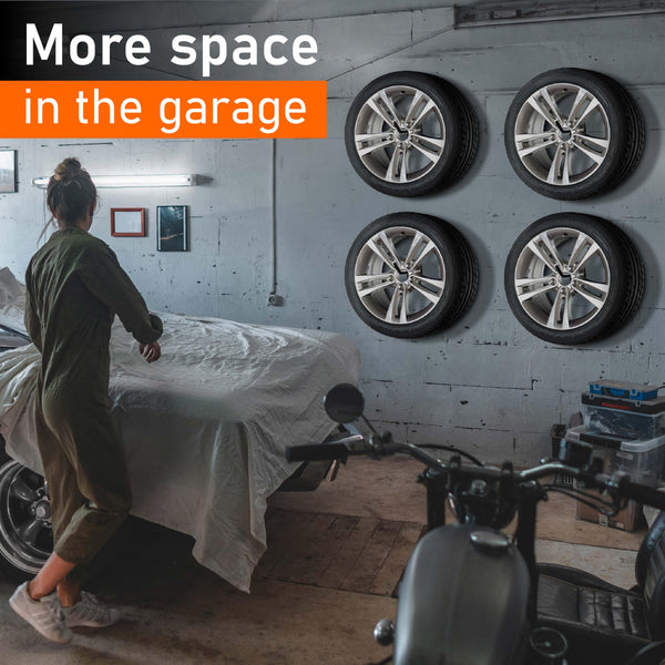 Upgrade4cars Tyre Wall Hooks for 8 Rims | Car Tire Holder Set with Screws | Tyres Storage Hanger Rack