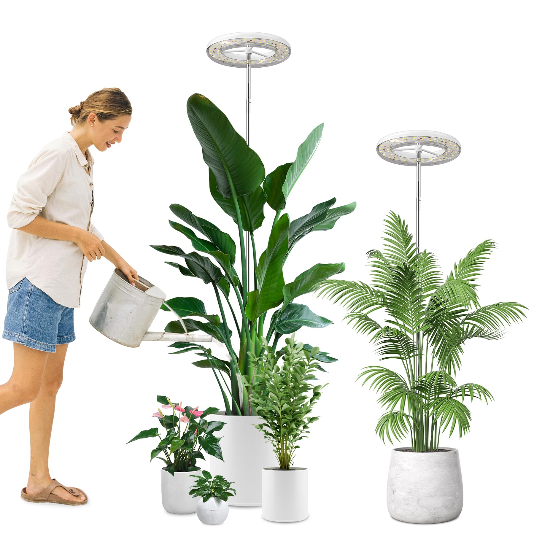 YUYMIKA Grow Lights for Indoor Plants, 72LED Full Spectrum Growing Lamp for Indoor Plants, 10 Brightness, 3/9/12Hrs Timer, 30~160CM Adjustable