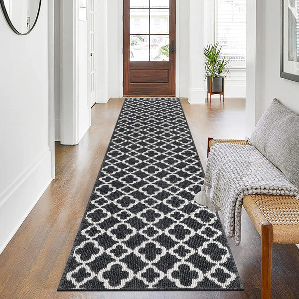 SHACOS Extra Long Hallway Runner Rug 60 x 240 cm Non Slip Carpet Runner Rug Black Hallway Runner Long Narrow Rug Washable Runner Rug for Hallway,