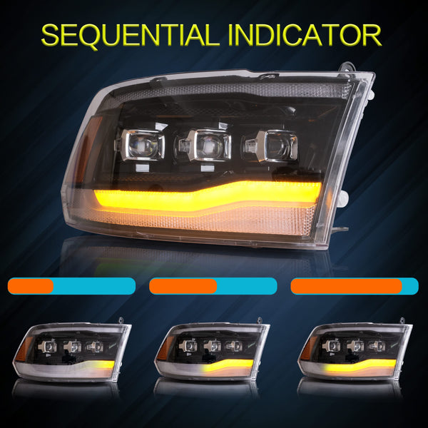 VLAND Headlights Compatible with 2019 2020 Do-dge Ram 1500 Tradesman, Bighorn, Laramie, Rebel Headlights, Pair (Driver and Passenger Side), Clear