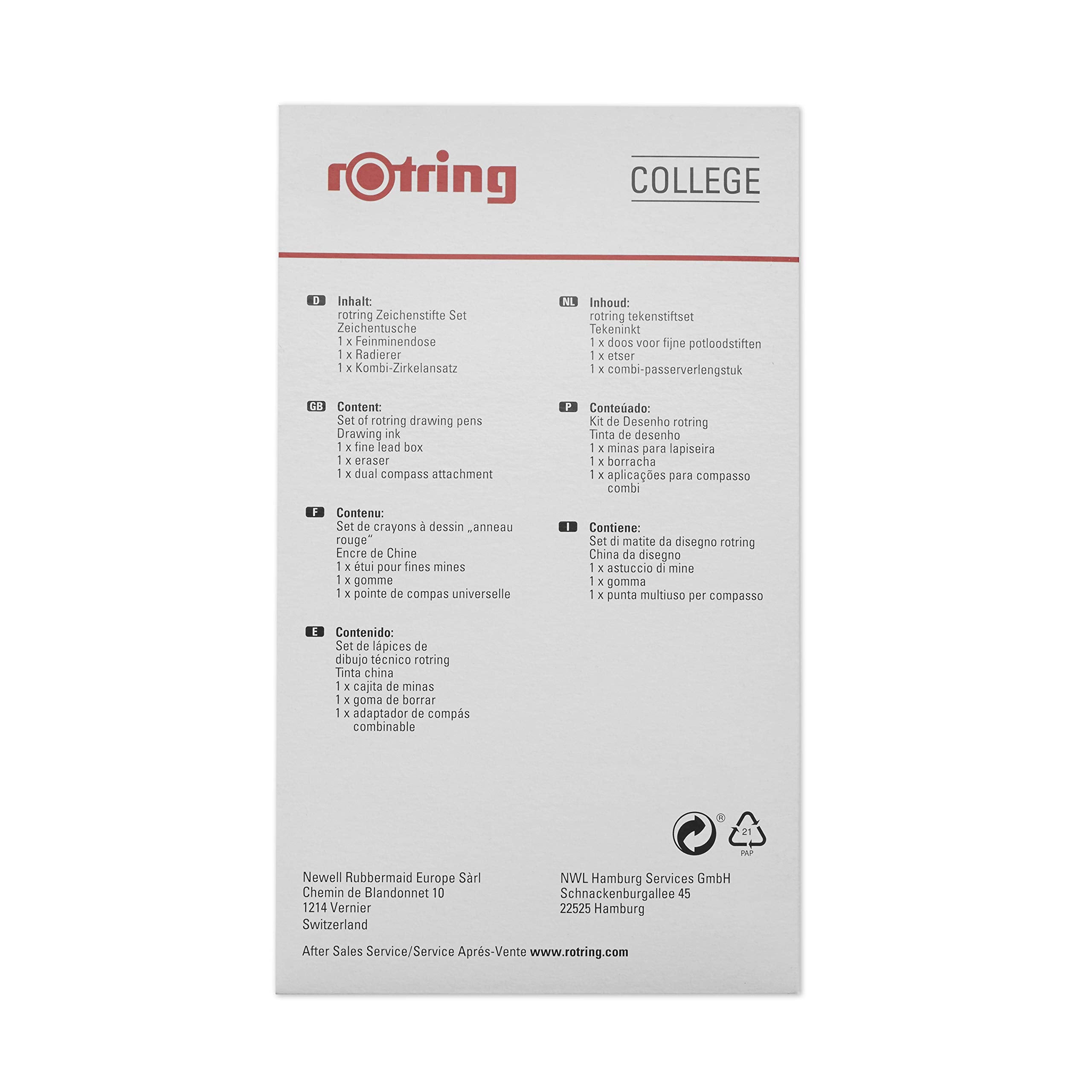 rOtring Isograph Pen Set Technical Pen & Pencil College Set | 3 Pens (0.20mm0.30mm0.50mm) and Mechanical Pencil (0.5mm) + Accessories