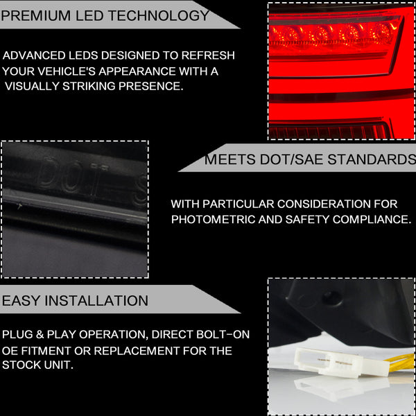 VLAND LED Tail Light Compatible with Polo 5 6R 6C TSI 2009-2017(Not for 1.2 TSI/saloon/GTI), Rear Lights with Streamer Indicator, E-mark, RHD, Smoked