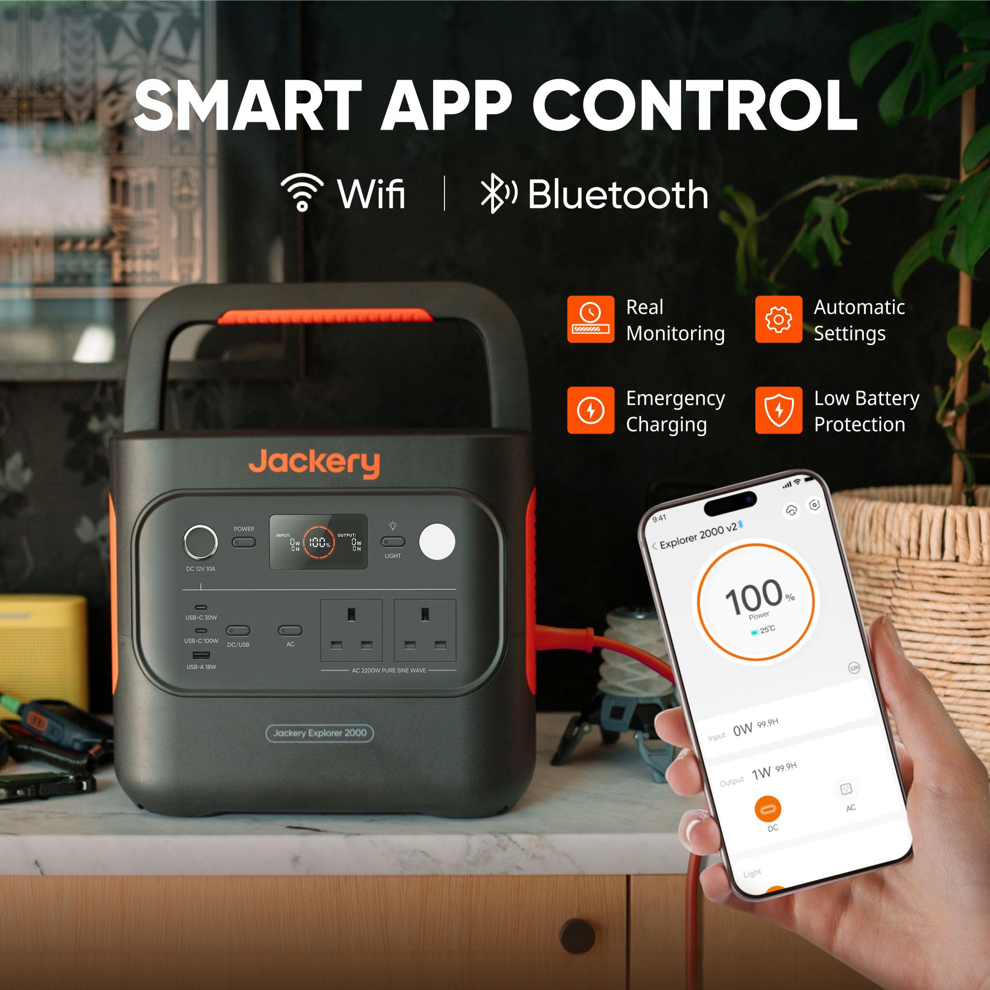 Jackery Explorer 2000V2 Portable Power Station (2024 New) + 2x 200W Solar Panels, 2040Wh LiFePO4, 2000W AC & 100W USB-C Output, 1-Hour Fast Charge, Solar Generator for Camping & Backup