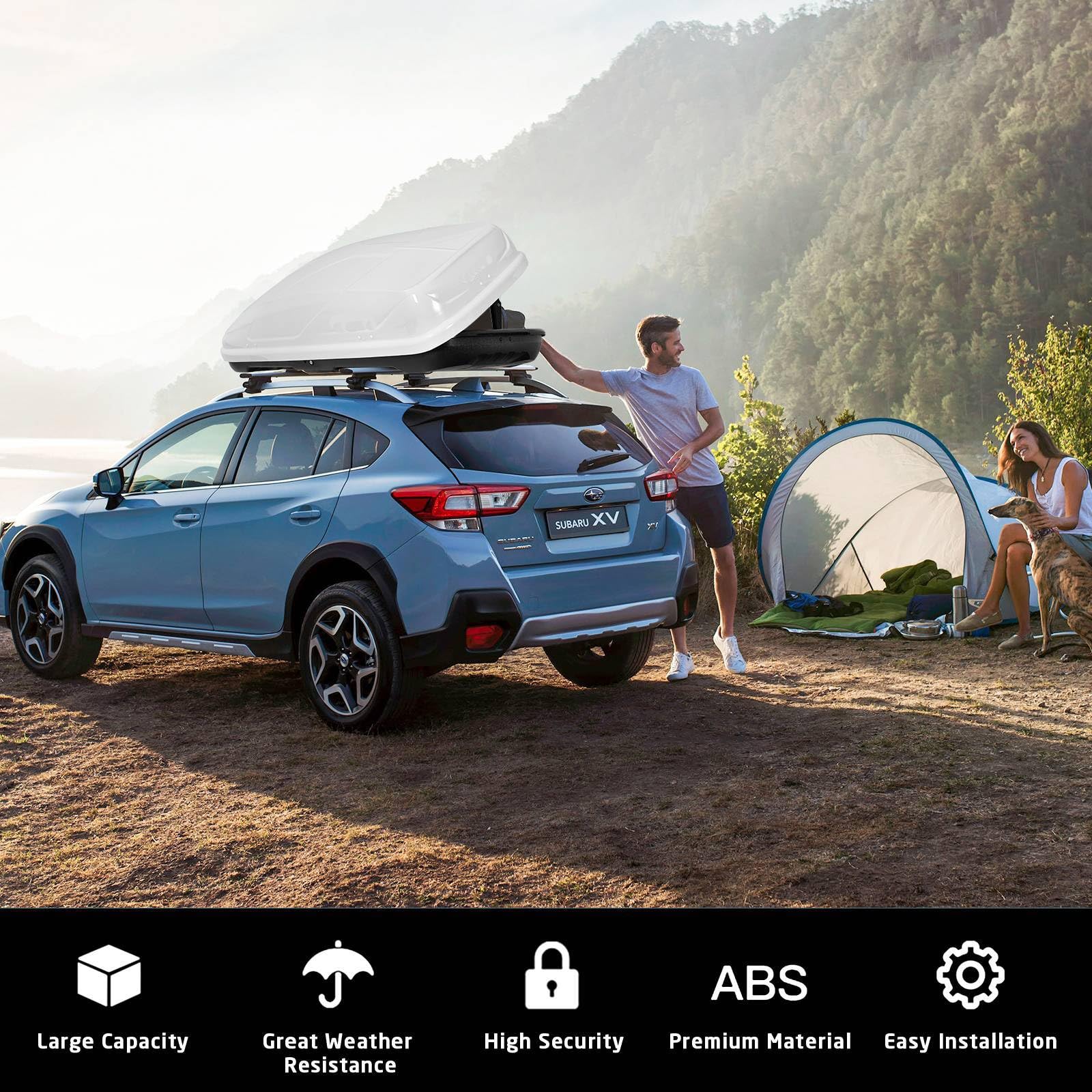 TANGZON Car Roof Box, 400L Extra-Large Car Top Roofbox with Dual Side Opening, Waterproof Hard Rooftop Cargo Carrier Storage Box for Tents Bags Luggage, Fits Most Cars (Black)