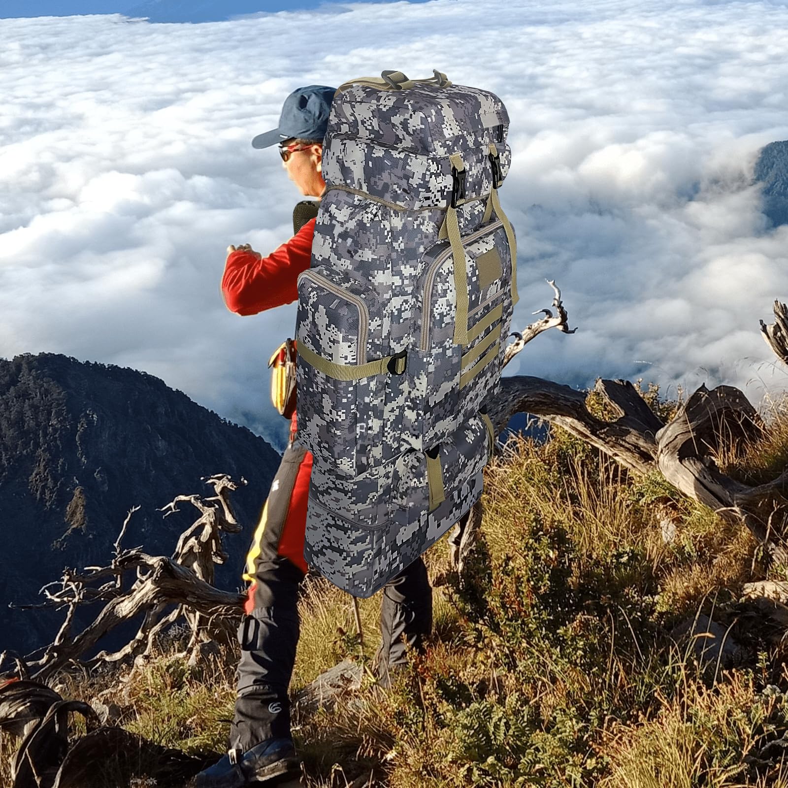 Wesoke 80L 100 liters Camping Hiking Backpack for Men, Extra Large Survival Hunting Backpack, Waterproof Big Molle Military Tactical Rucksack, Oversized Outdoor Sport Travel Daypack