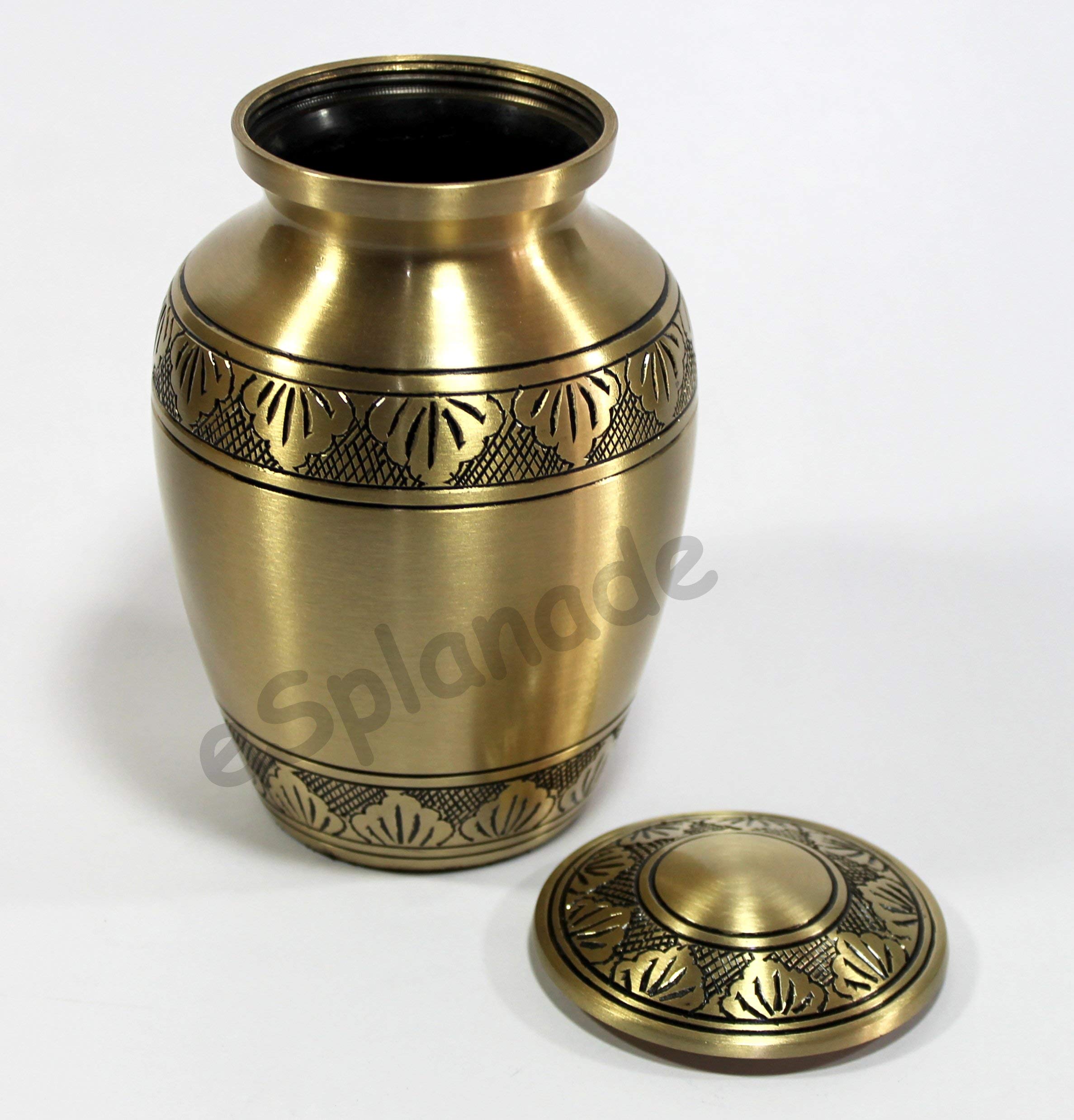 eSplanade Brass Cremation Urn - Memorial Container Jar Pot | Metal Burial Urn (Bronze)