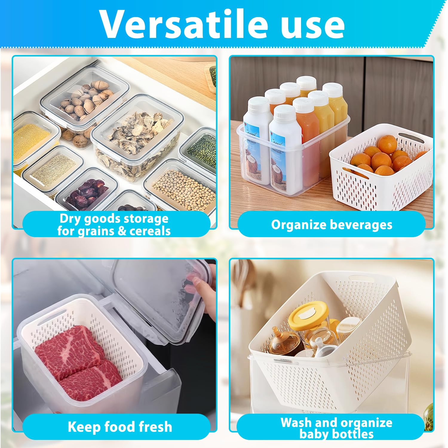 KUMD 50-Piece Airtight Food Storage Containers with Lids | Leakproof, BPA-Free, 25 Containers+ 25 Lids, Stackable & Microwave Safe Kitchen Organisers for Pantry, Meal Prep & Freezer Use, 40ml-2.5L