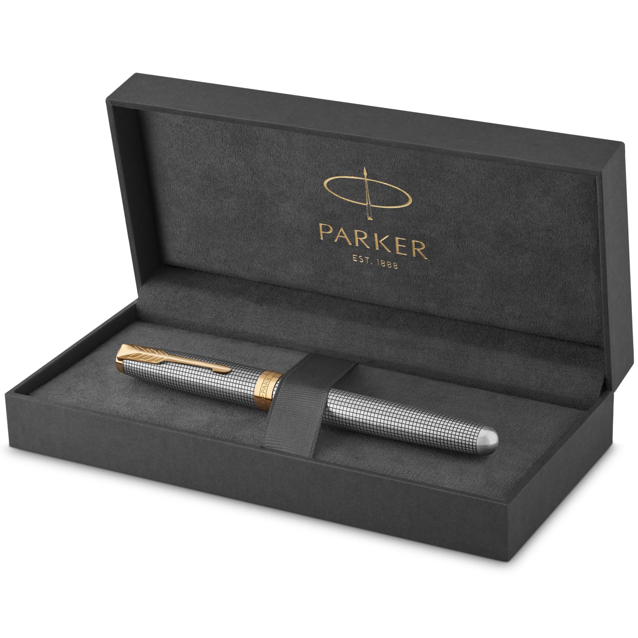 Parker Sonnet Ballpoint Pen | Stainless Steel with Gold Trim | Medium Point | Handwriting Pens & Stationery Supplies | Black Ink | Gift Box