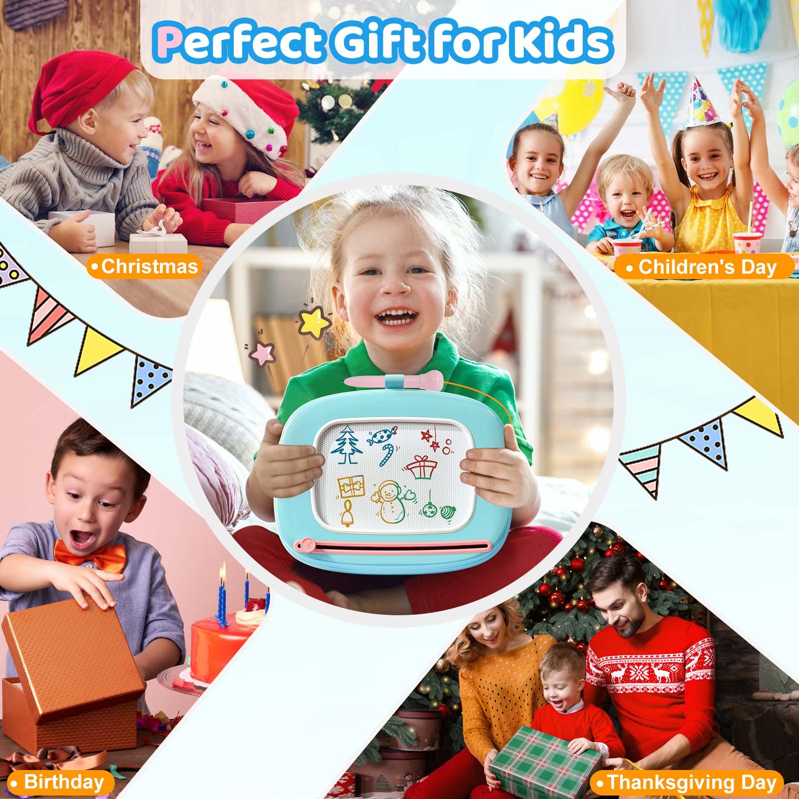 Kikidex Magnetic Drawing Board, Toddler Girl Toys for 1-2 Year Old, Doodle Board Pad Learning and Educational Toys for 1 2 3 Year Old Baby Kids Birthday Gift (Pink)