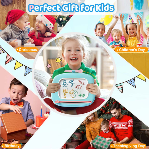 Kikidex Magnetic Drawing Board, Toddler Girl Toys for 1-2 Year Old, Doodle Board Pad Learning and Educational Toys for 1 2 3 Year Old Baby Kids Birthday Gift (Pink)