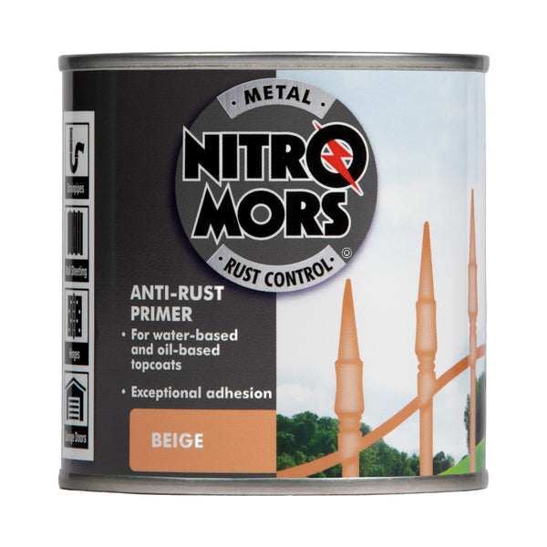 Nitromors Anti-Rust Metal Primer Fast Drying Rust Resistant for Water & Oil Based Topcoats, Red Oxide, 250 ml