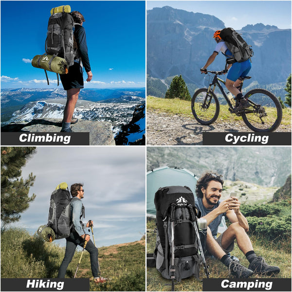 Night Cat Hiking Backpack Rucksack Bag 70L 90L Large For Men Travel Trekking Camping Climbing Cycling With Rain Cover Waterproof Lightweight