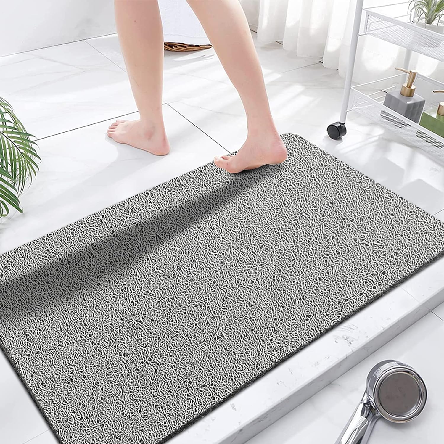 Loofah Mats for Shower, Non Slip Soft Textured Bath, Bathtub Mat with Drain, Phthalate Free, Quick Drying, Soft Comfort Bathroom Mats for Wet Areas