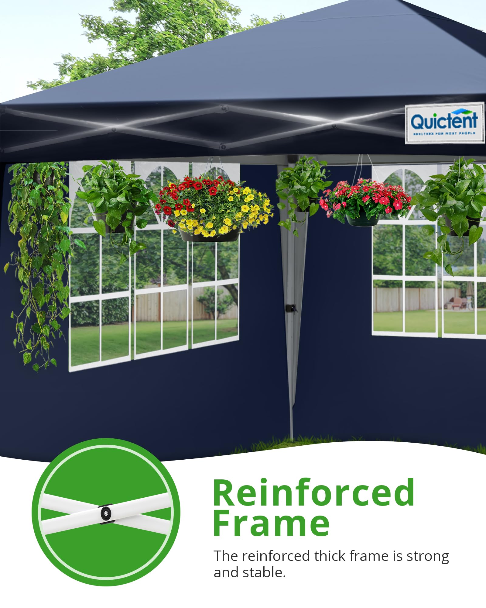 Quictent Pop Up Canopy Gazebo with Removable Sidewalls, Adjustable Height Event Shelter, 3x3m (10x10ft) Portable Tent for Garden Party, Camping, White